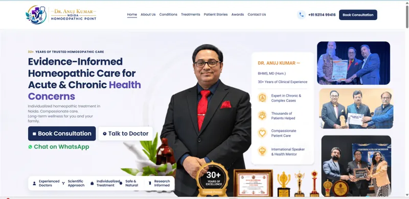 Dr Anuj Kumar homoeopathic clinic website design Noida Gnext